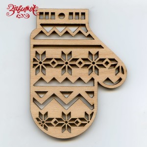 Варежка, новогодняя подвеска, 6,5 х 9 см, фанера - Заготовки для декупажа. Интернет-магазин Завиток